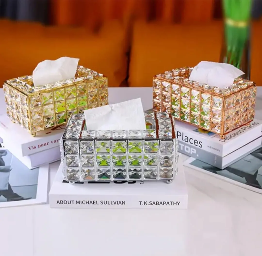 Premium Crystal Studded Tissue Box -ANUB001TH