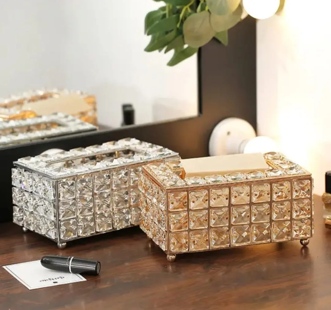 Premium Crystal Studded Tissue Box -ANUB001TH