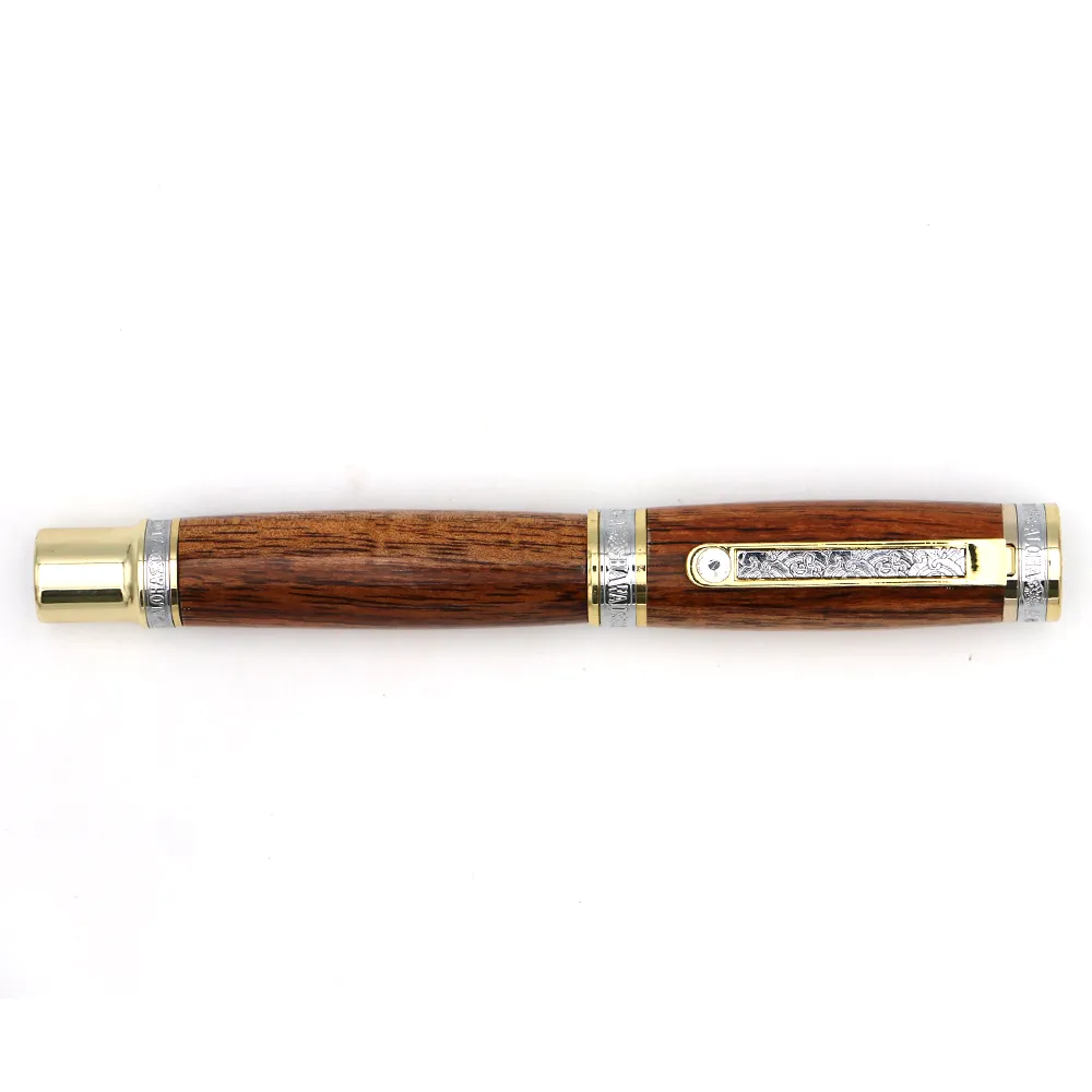 Premium Curly Hawaiian Koa Aloha Fountain Pen - Gold