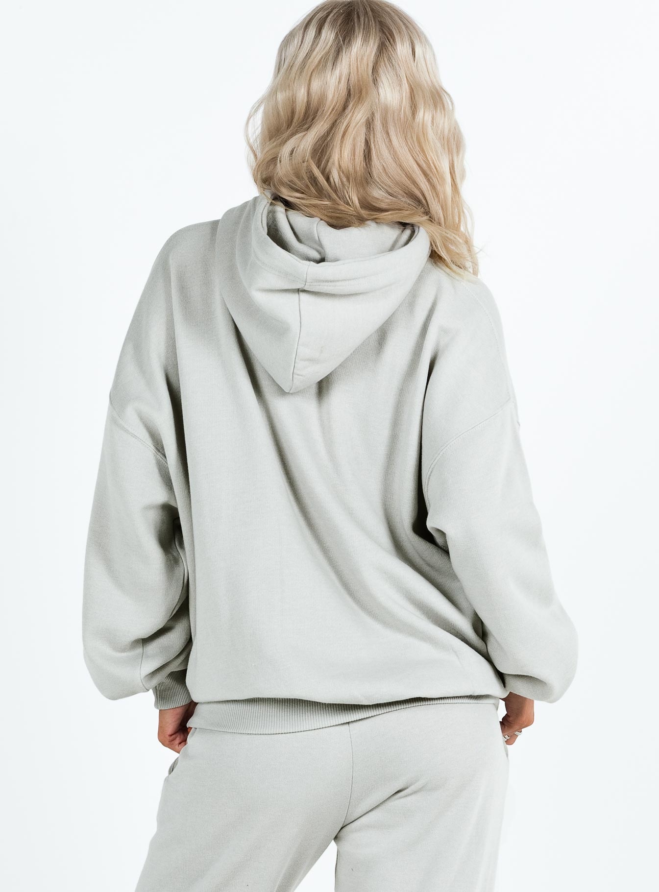 Princess Polly Hooded Sweatshirt Cursive Text Grey / Blue