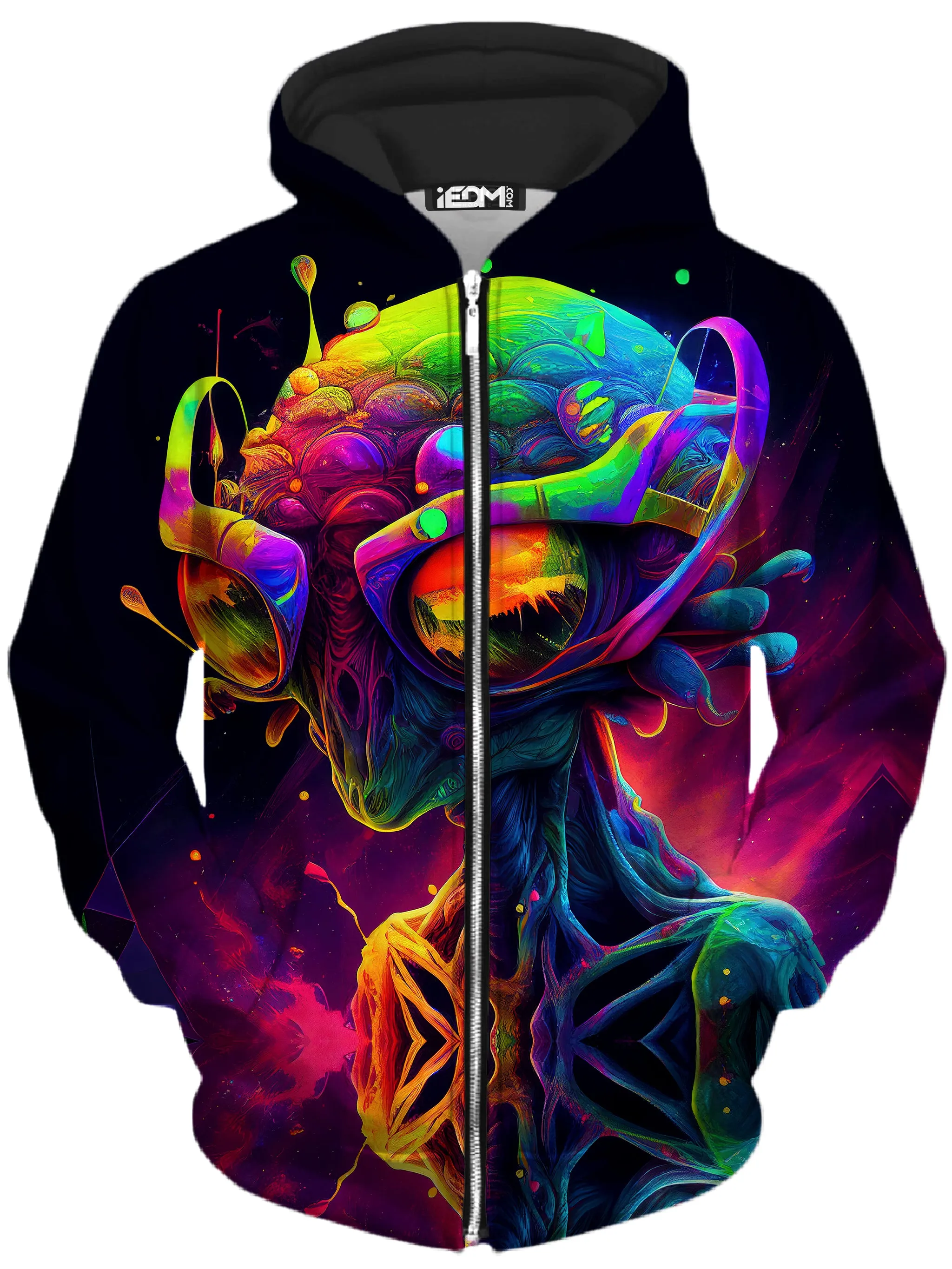 Psychedelic Alien Zip-Up Hoodie and Joggers Combo