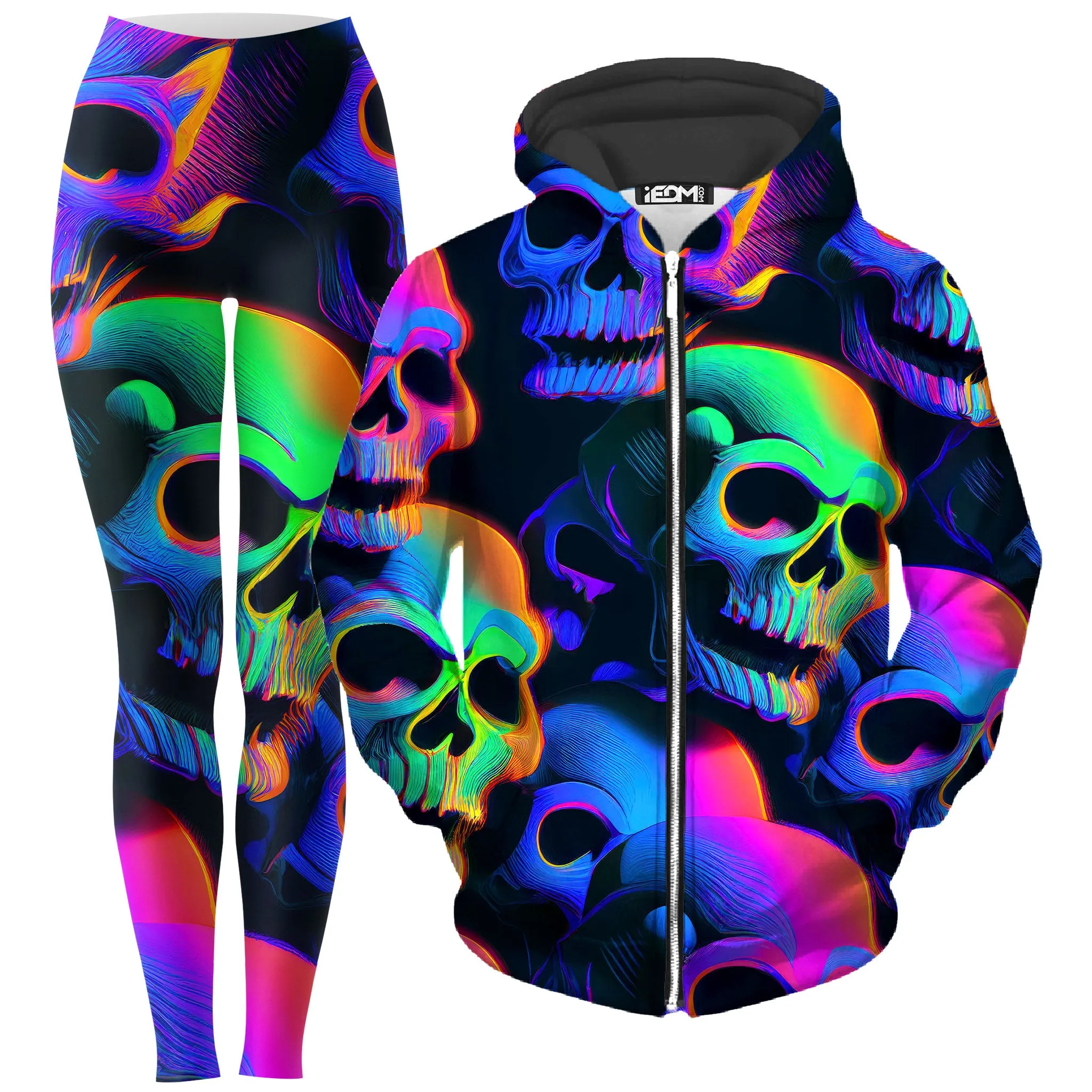 Psychedelic Nightmare Zip-Up Hoodie and Leggings Combo