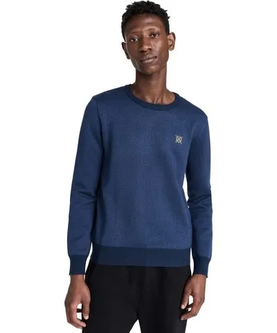 Quiet Golf Crest Herringbone Sweater Navy S