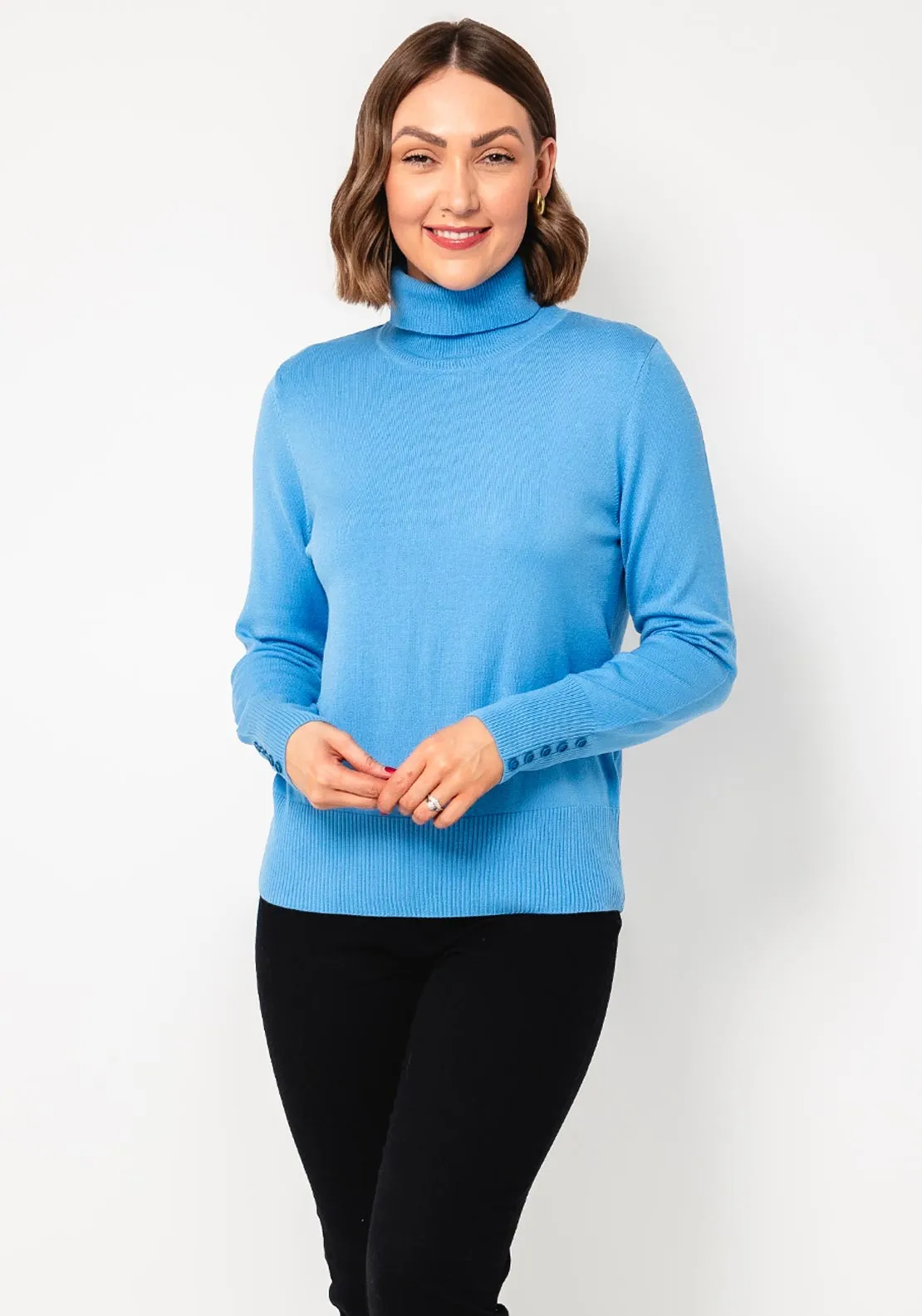 Rabe Lightweight knit roll Neck Sweater, Blue