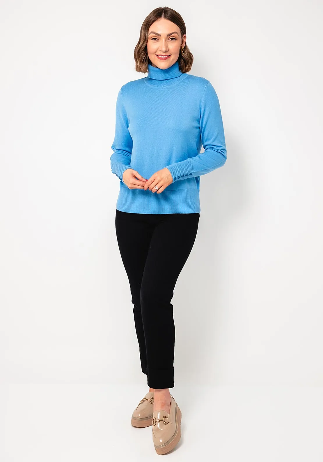 Rabe Lightweight knit roll Neck Sweater, Blue