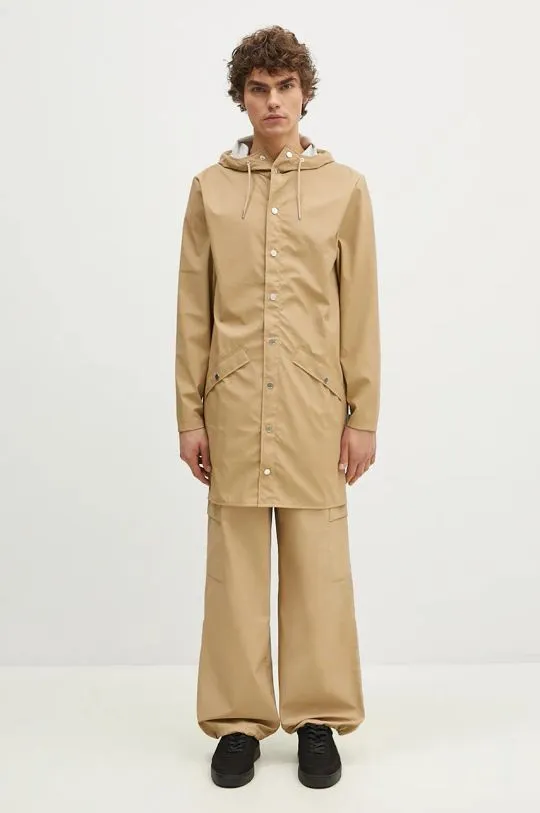 Rains rain jacket 12020 Long Jacket beige color