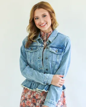 Ruffle Hem Denim Jacket