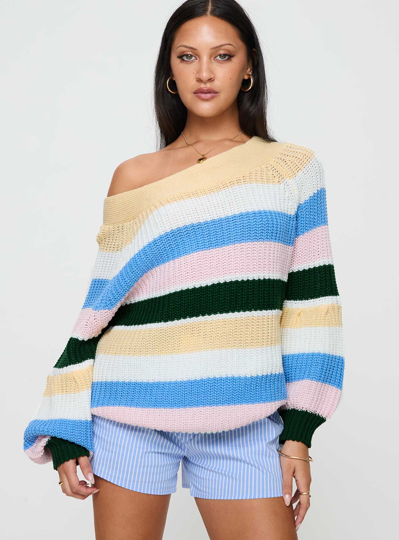 Sevyn Stripe Off The Shoulder Jumper Multi