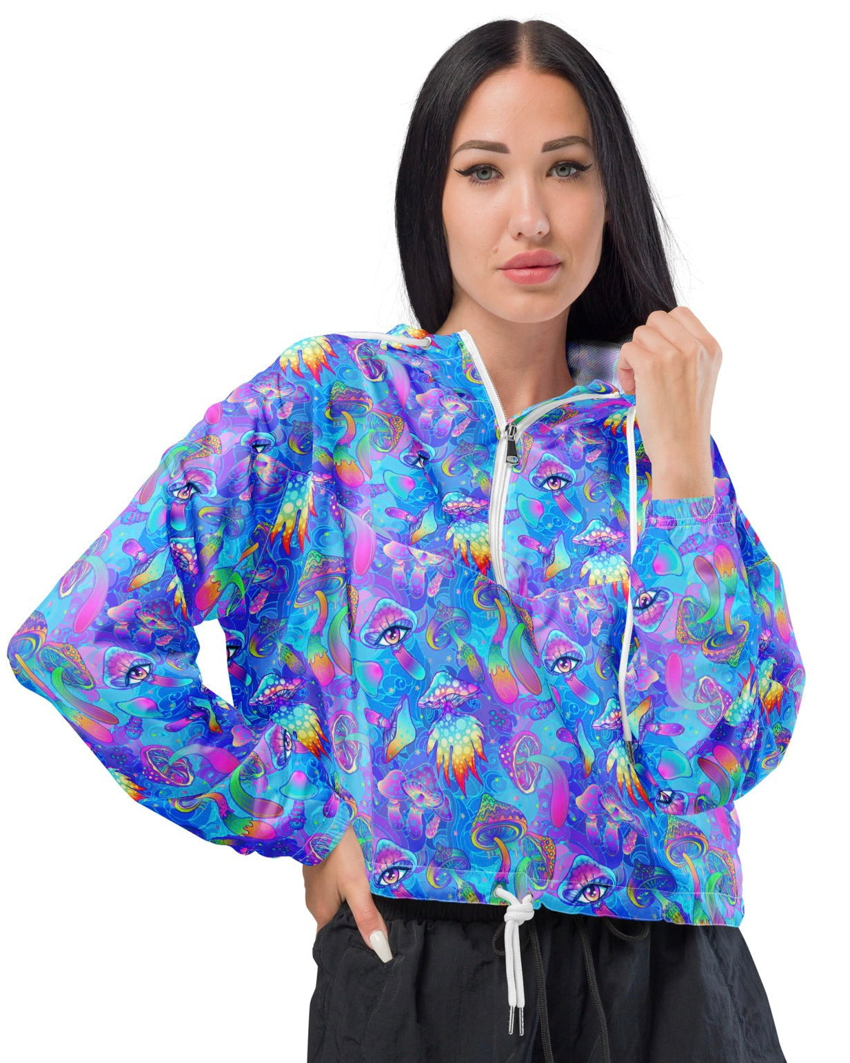 Shroomin Blue Cropped Windbreaker