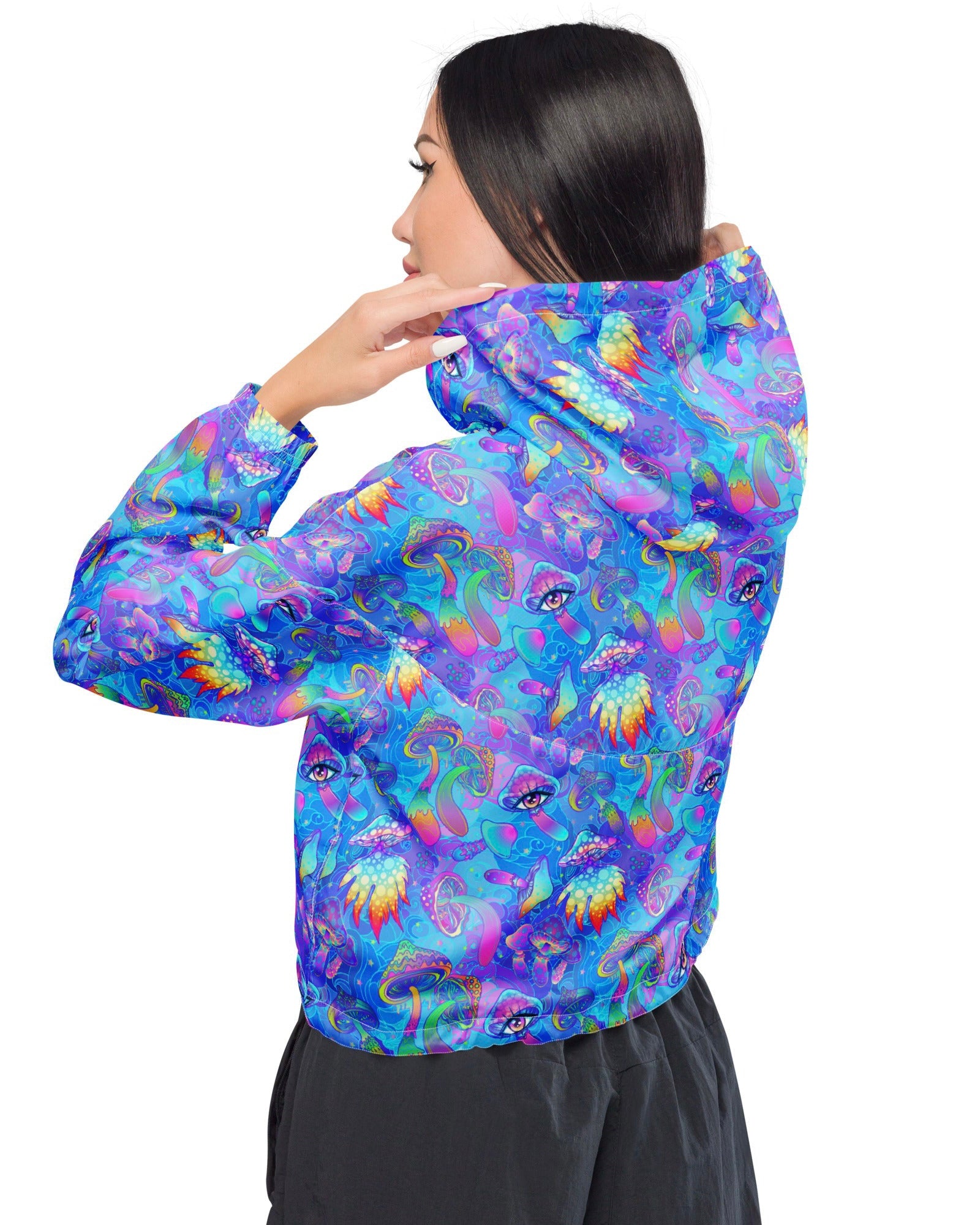 Shroomin Blue Cropped Windbreaker