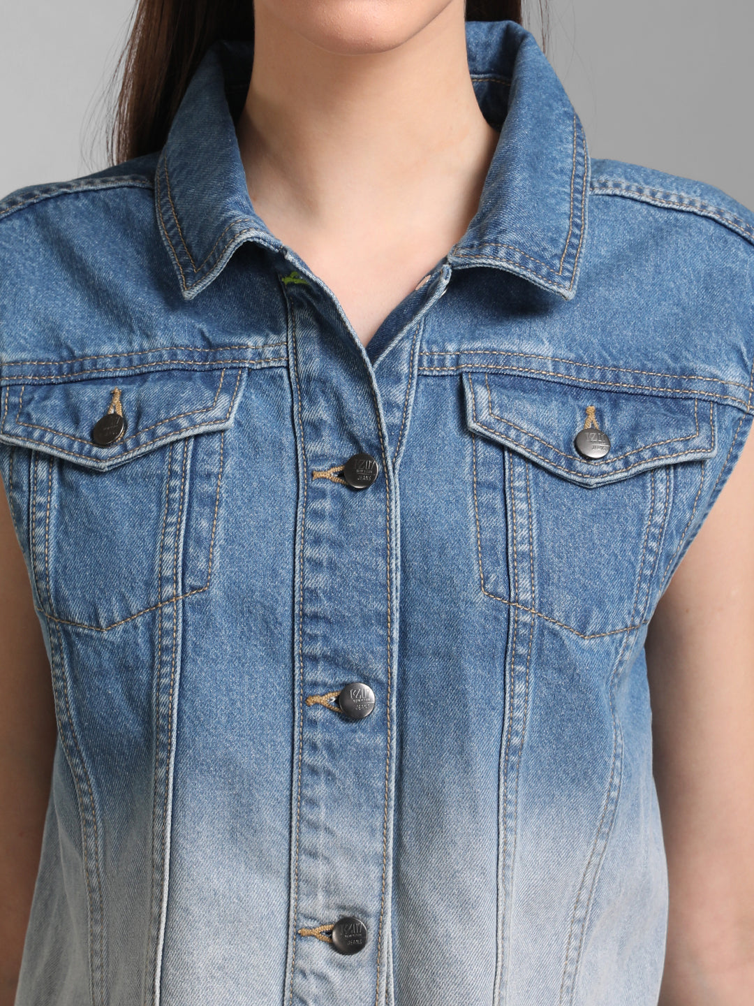 Sleeveless Ombre Denim Jacket