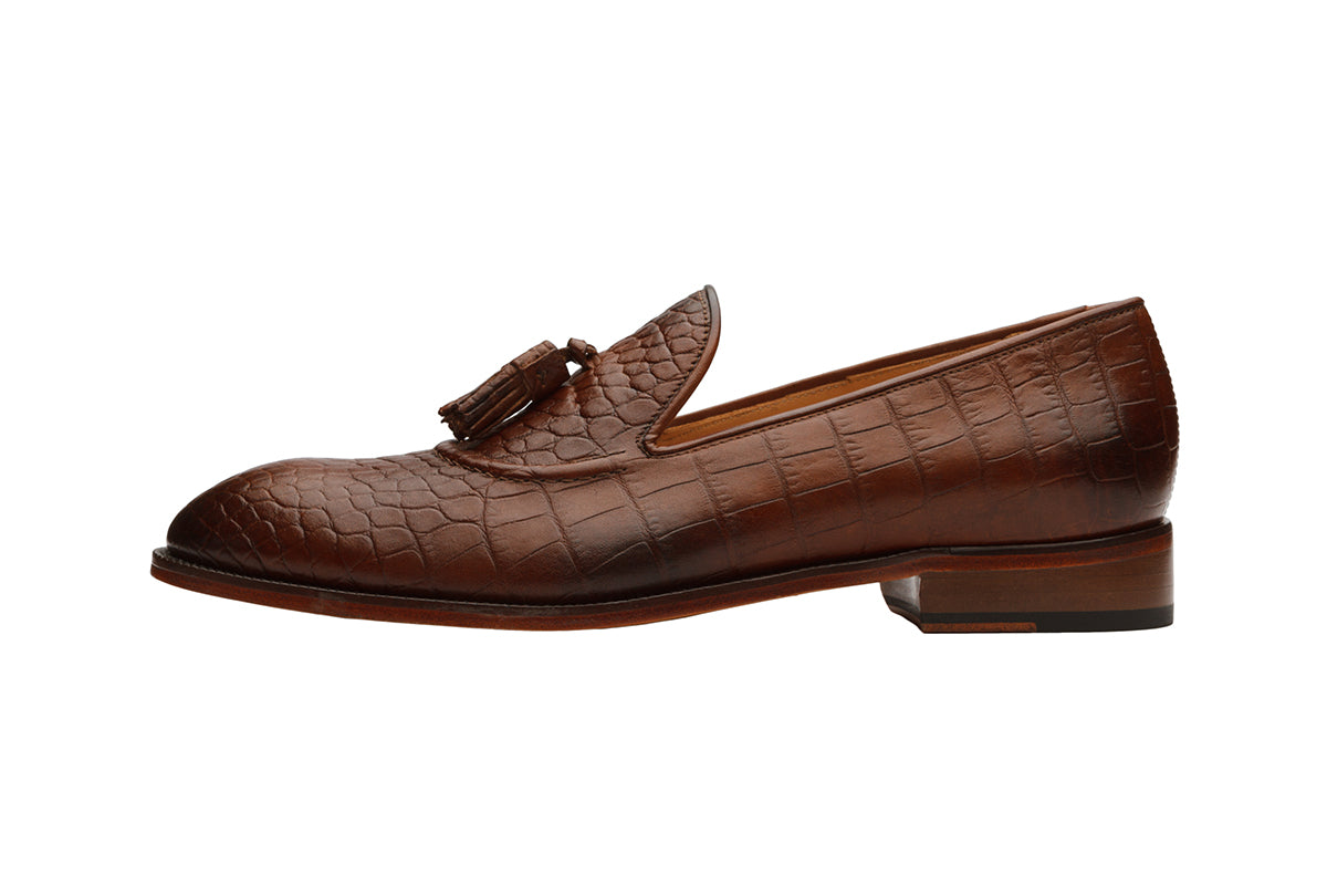 Tassel Loafer – Croc Mid Brown