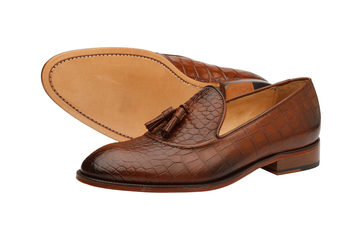 Tassel Loafer – Croc Mid Brown