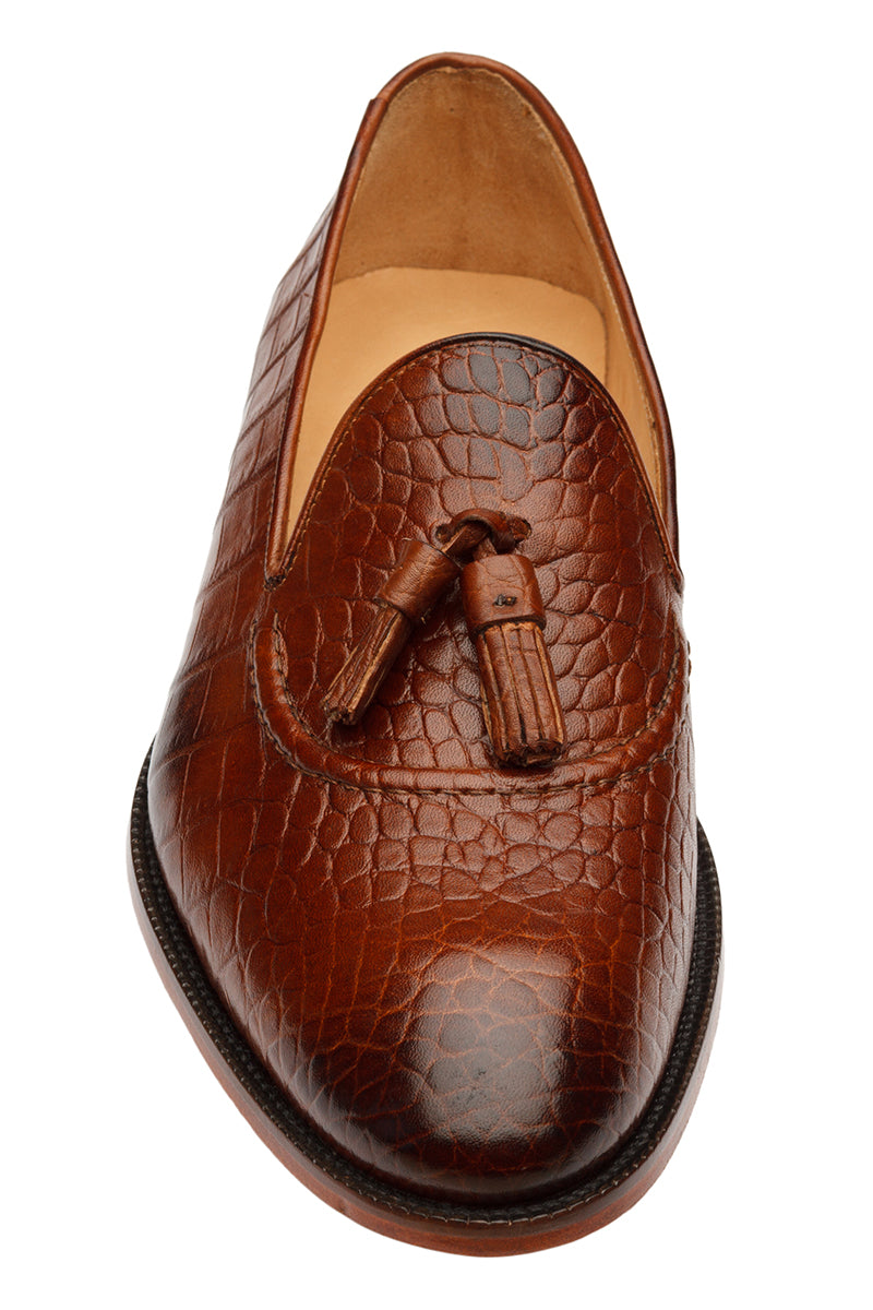 Tassel Loafer – Croc Mid Brown