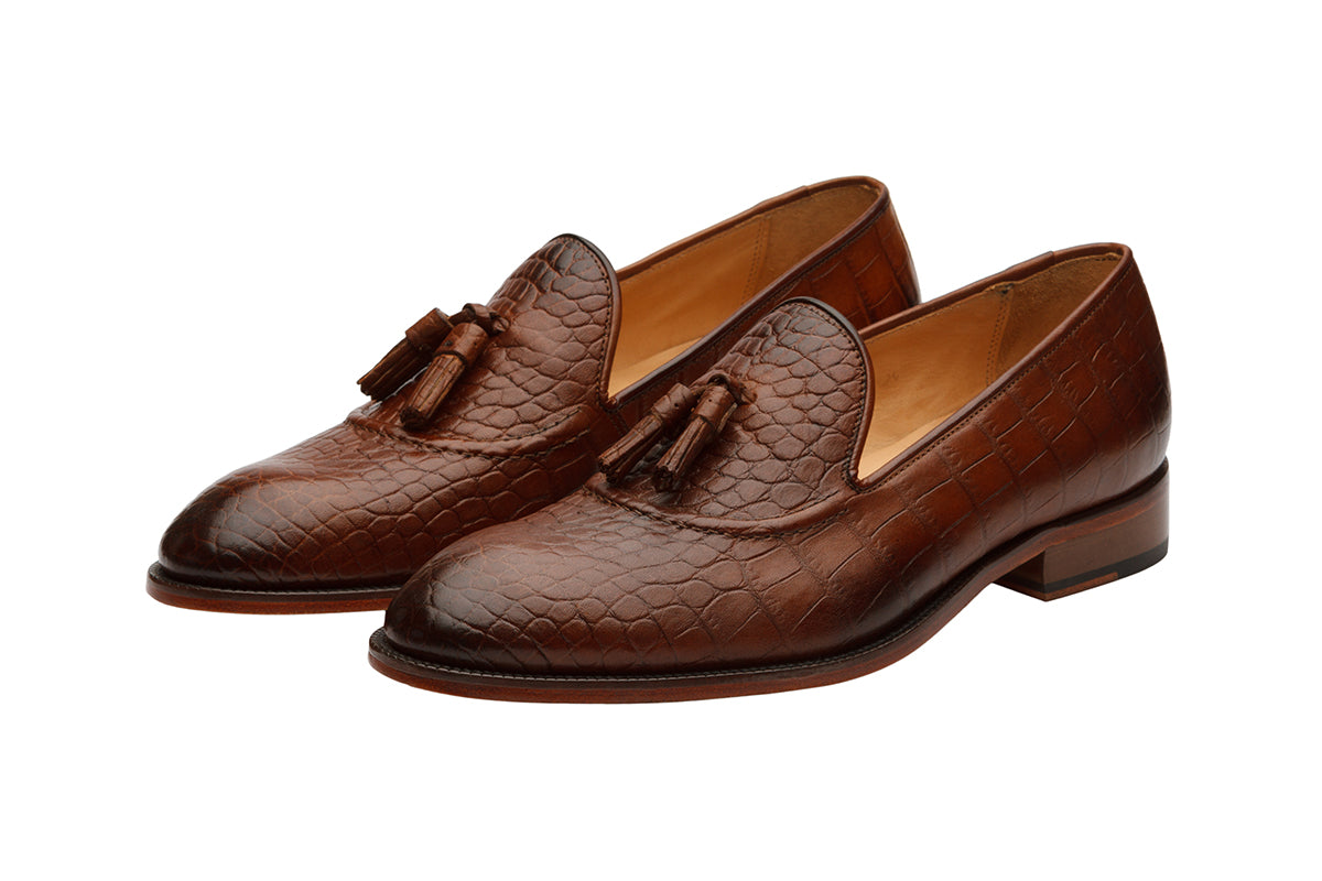 Tassel Loafer – Croc Mid Brown