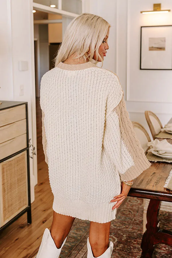 Thankful Babe Cable Knit Sweater Dress