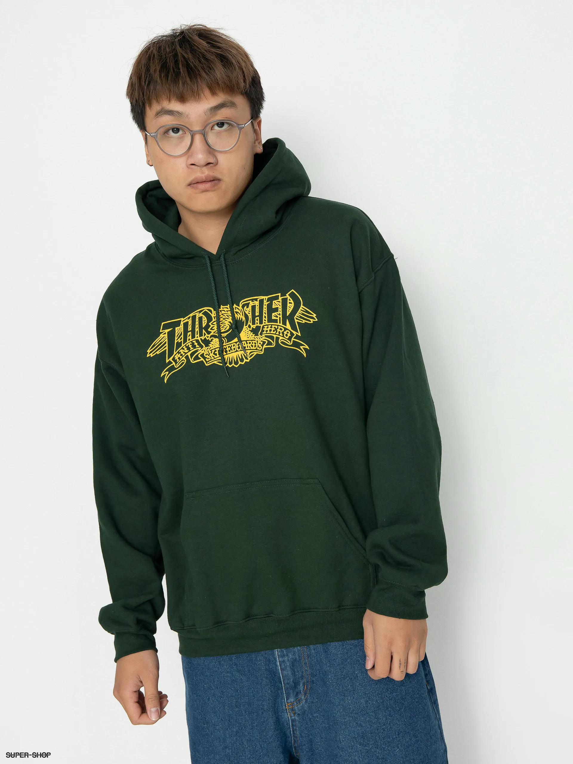 Thrasher Mag Banner HD Hoodie (forest green)