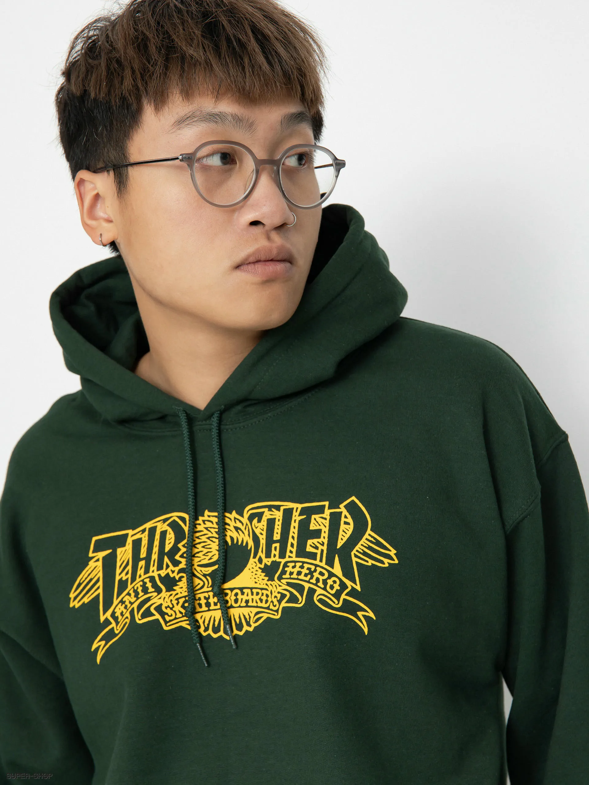 Thrasher Mag Banner HD Hoodie (forest green)