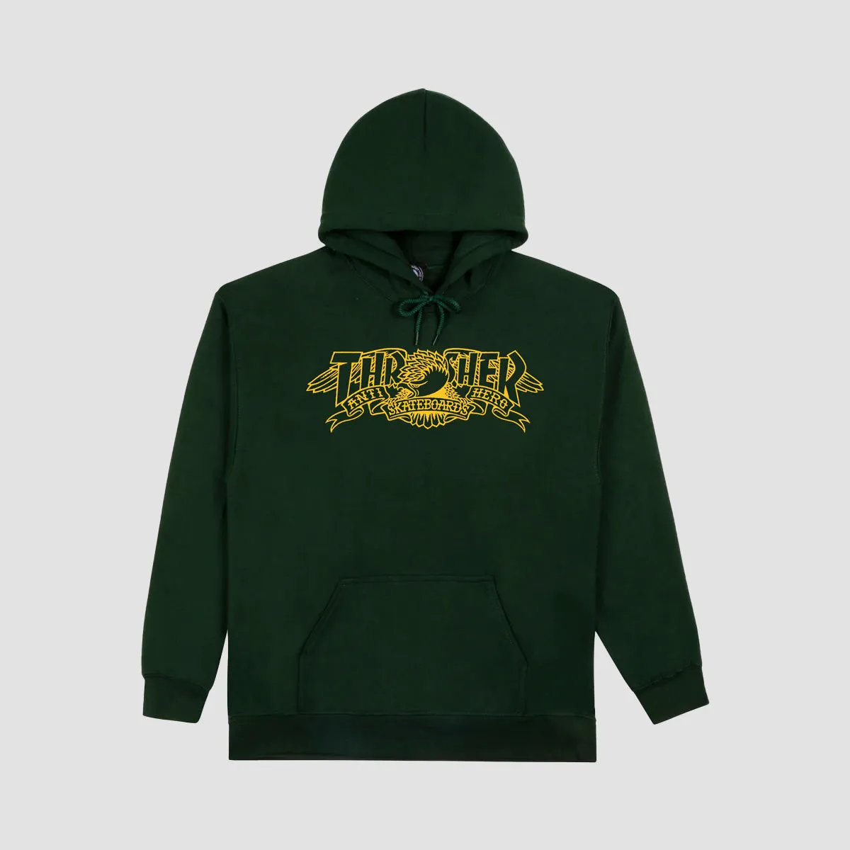 Thrasher X Antihero Mag Banner Pullover Hoodie Forest Green