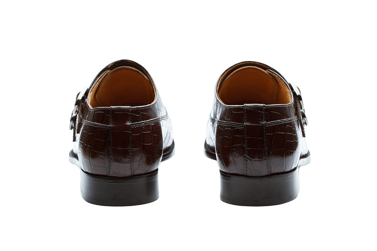 TOECAP DOUBLE STRAP MONK –CROC BROWN