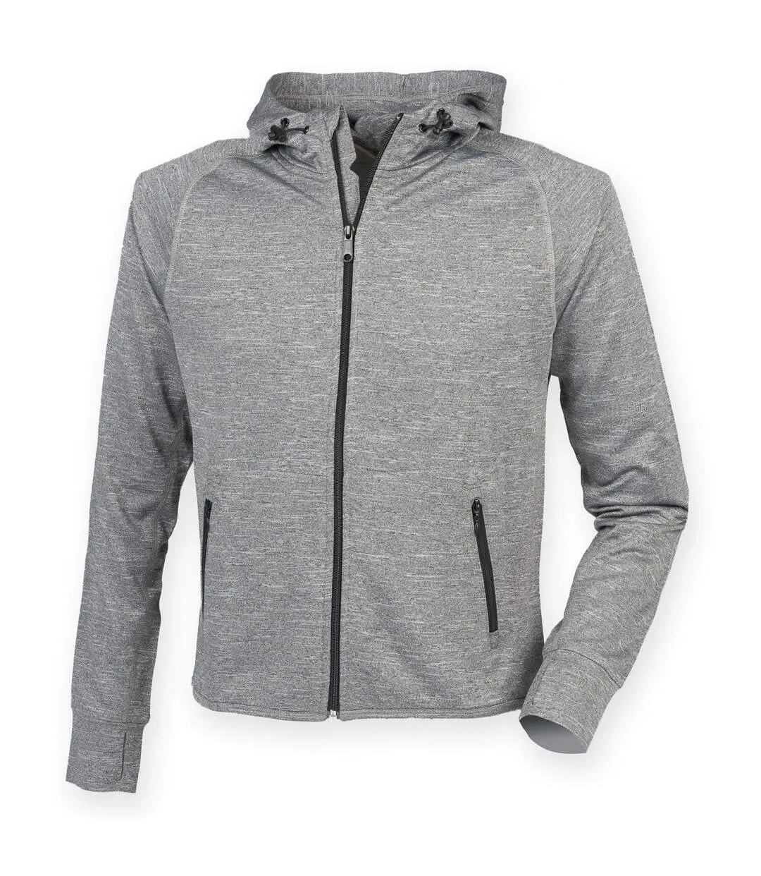 Tombo Teamsport Unisex Lightweight Running Hoodie With Reflective Tape (Gray Marl) - UTRW4453