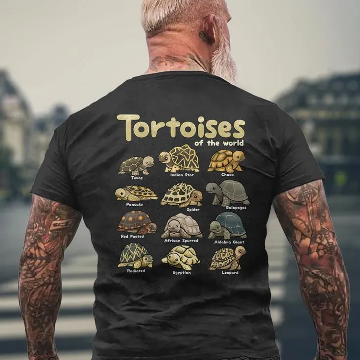 Tortoise Animals Of The World Cute Reptile Turtle Lover Men's T-shirt Back Print