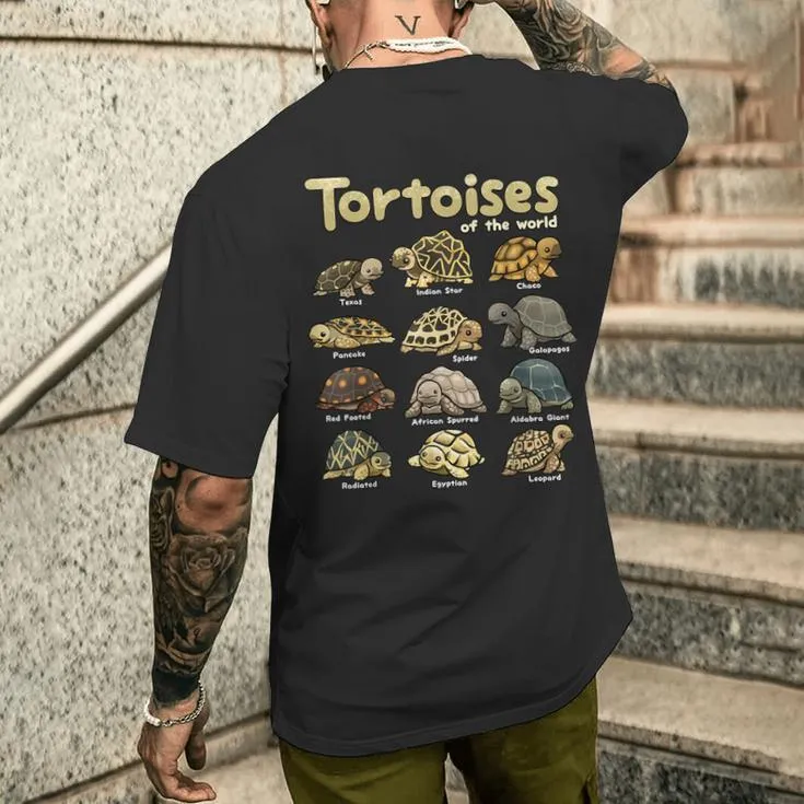 Tortoise Animals Of The World Cute Reptile Turtle Lover Men's T-shirt Back Print