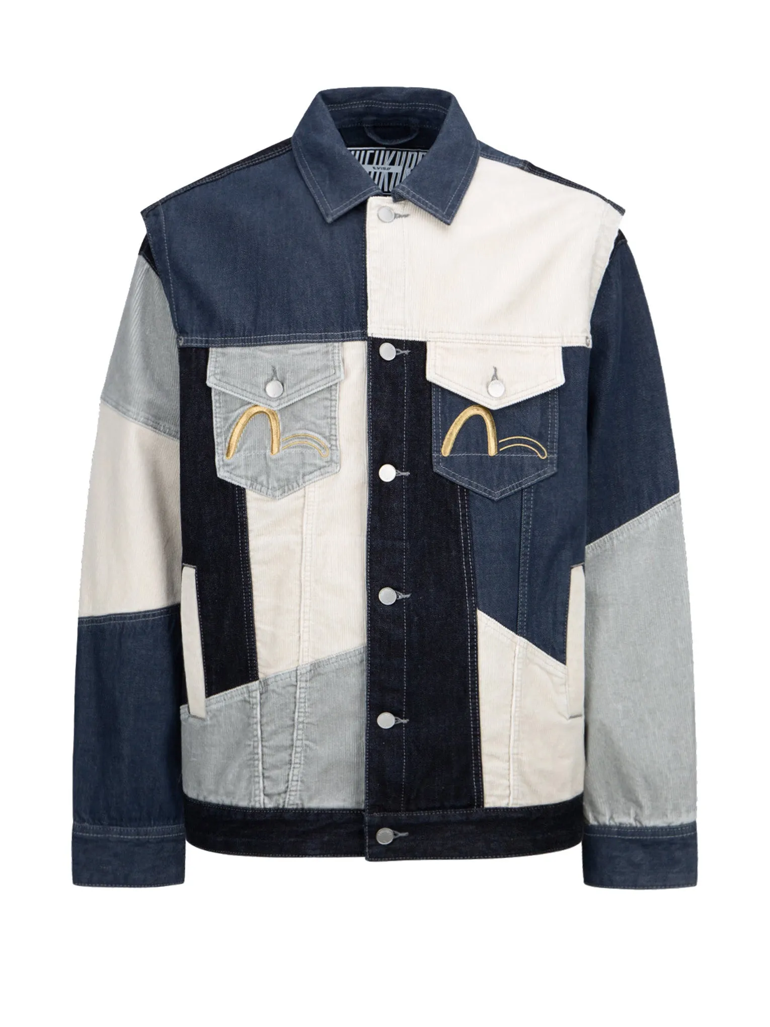 Tri-Tone Fabric Mixed Denim Jacket