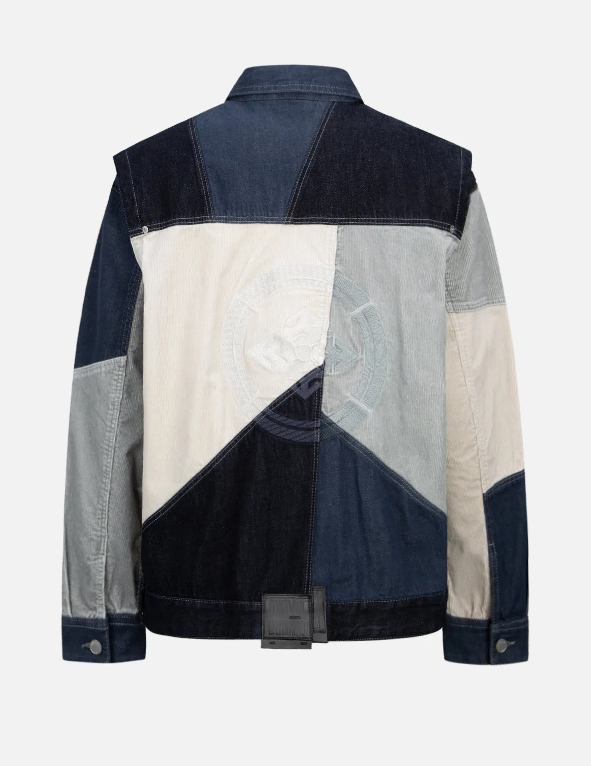 Tri-Tone Fabric Mixed Denim Jacket