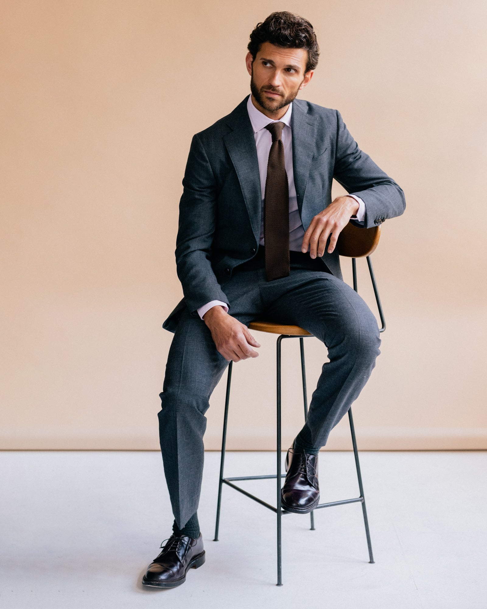 Trunk Wigmore Wool Fresco Suit Trousers: Charcoal