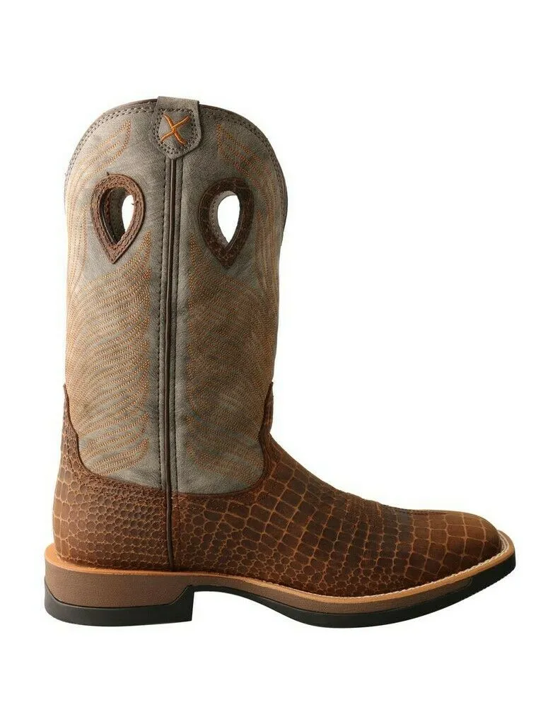 Twisted X Western Boots Mens Caiman Vamp 12 Brown Gray MXW0003