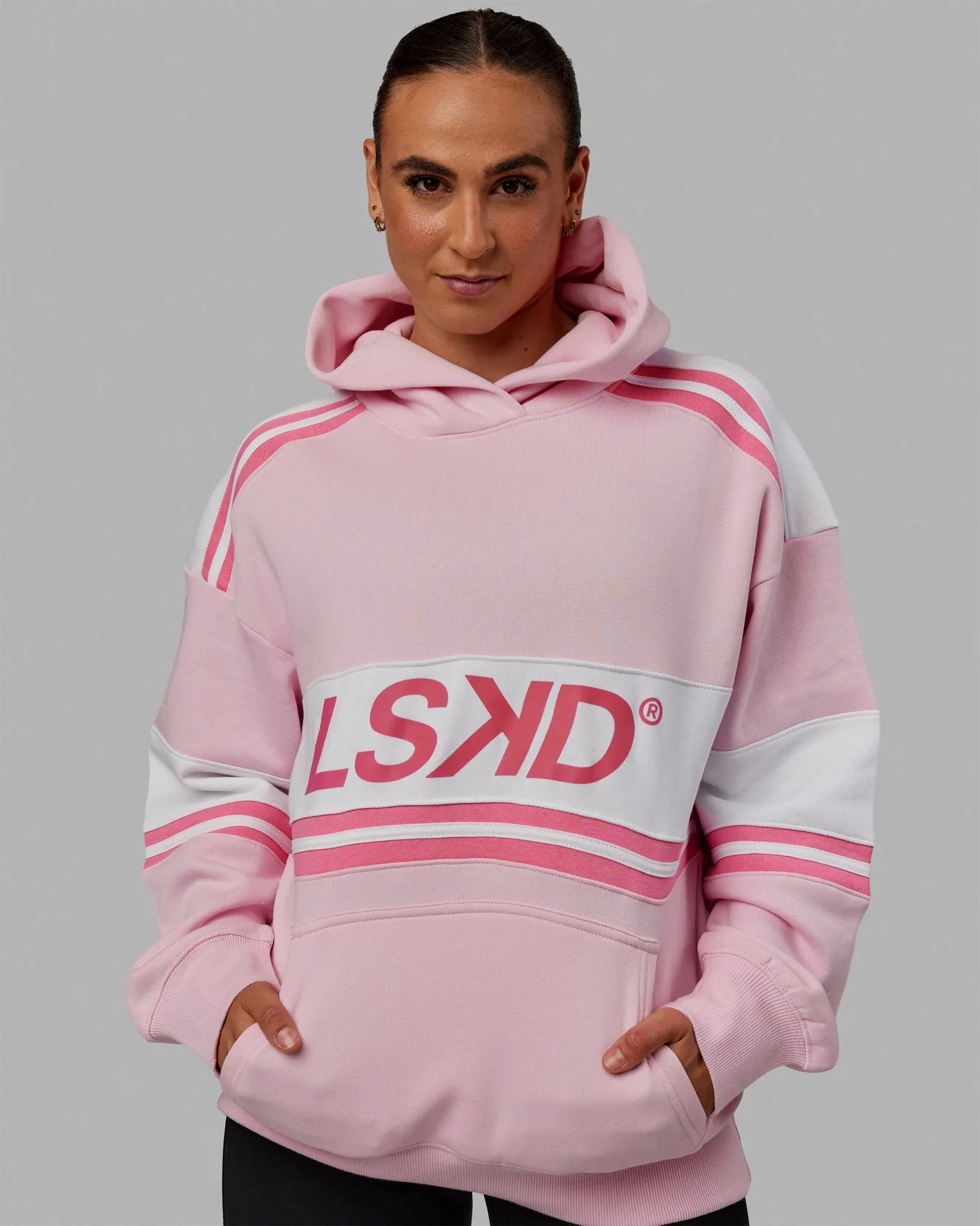 Unisex A-Team Hoodie Oversize - Petal Pink-White