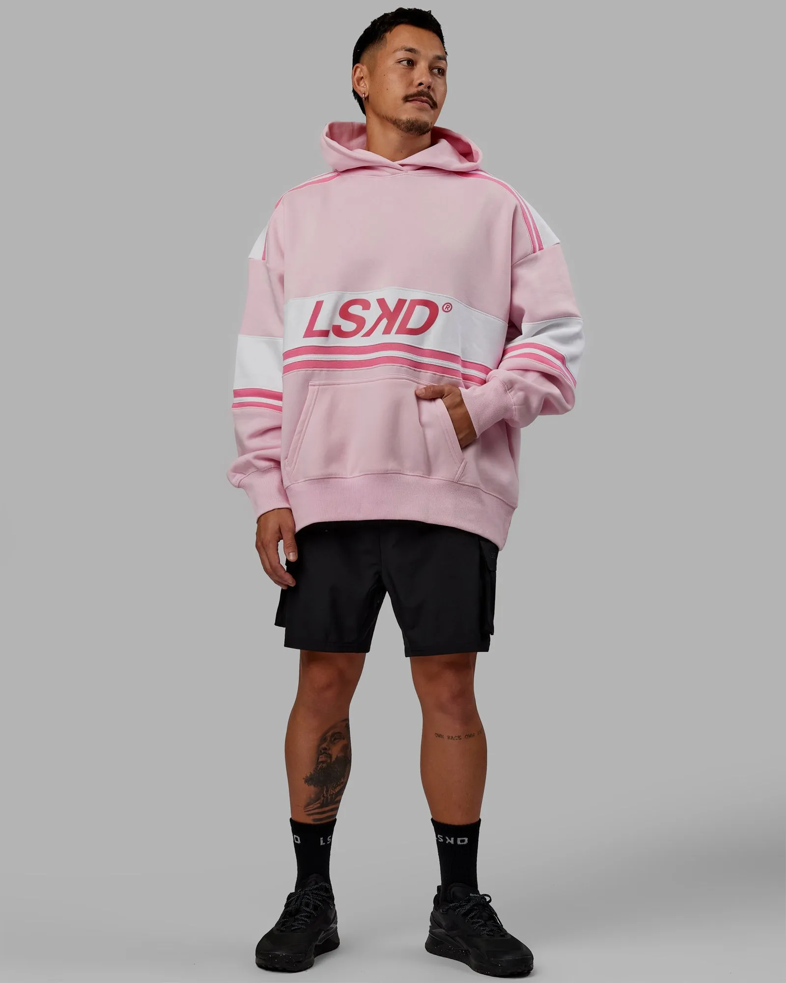 Unisex A-Team Hoodie Oversize - Petal Pink-White