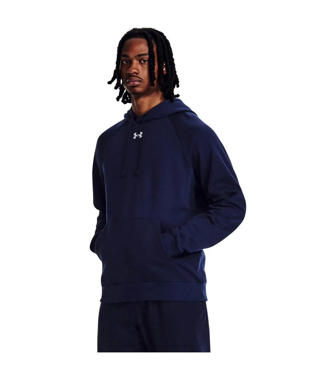 Unisex adult rival fleece hoodie midnight navy/white Under Armour