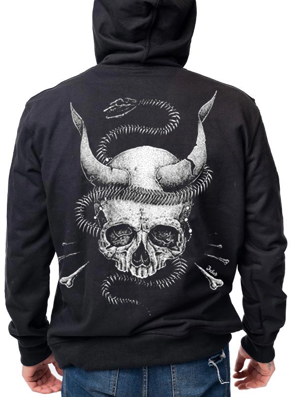 Unisex Snake Skull Zip Up Hoodie