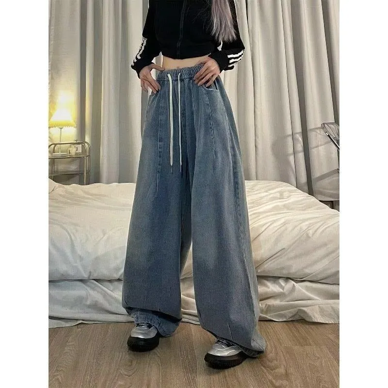 Vintage Baggy Elastic Jeans Oversized American Trouser Denim