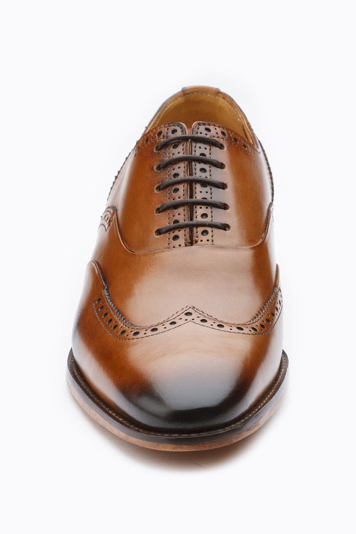 WINGCAP BROGUE OXFORD WITH GIMPING & PLEATING –TAN