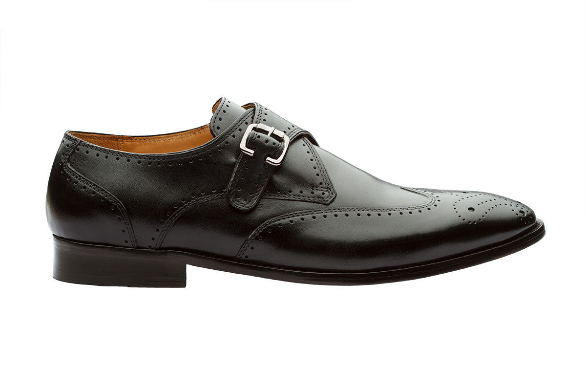 WINGCAP SINGLE STRAP BROGUE MONK – BLACK