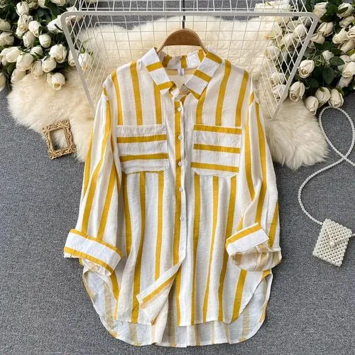 Women's Blouse Long Sleeve Blouses Casual Stripe