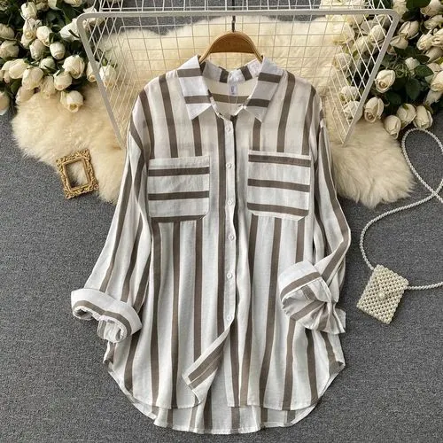 Women's Blouse Long Sleeve Blouses Casual Stripe