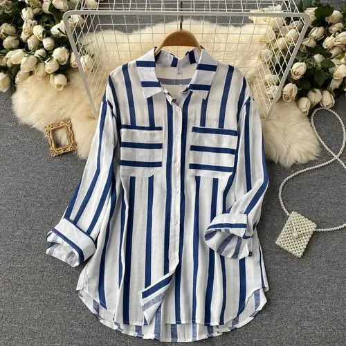 Women's Blouse Long Sleeve Blouses Casual Stripe