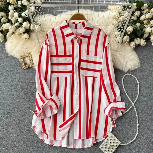 Women's Blouse Long Sleeve Blouses Casual Stripe