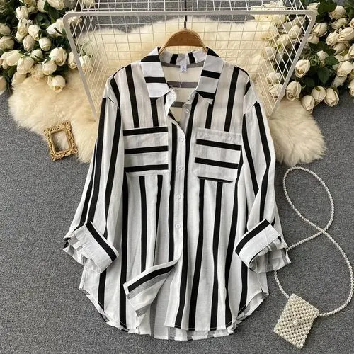 Women's Blouse Long Sleeve Blouses Casual Stripe