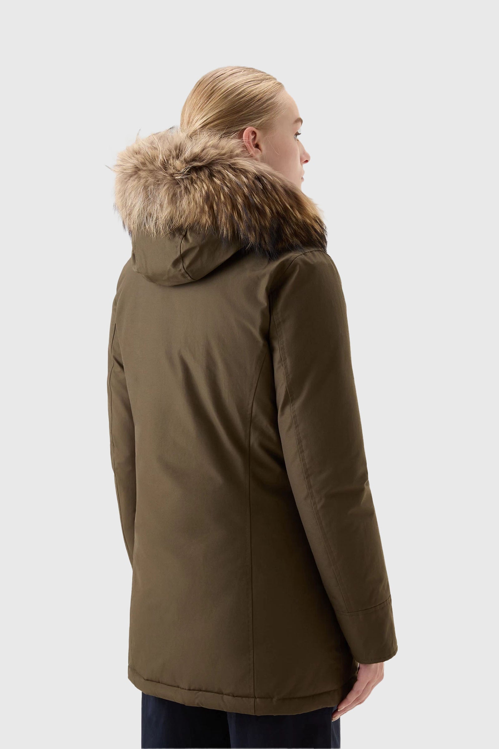 Woolrich Arctic Parka Piumino Verde Militare con Pelliccia di Procione