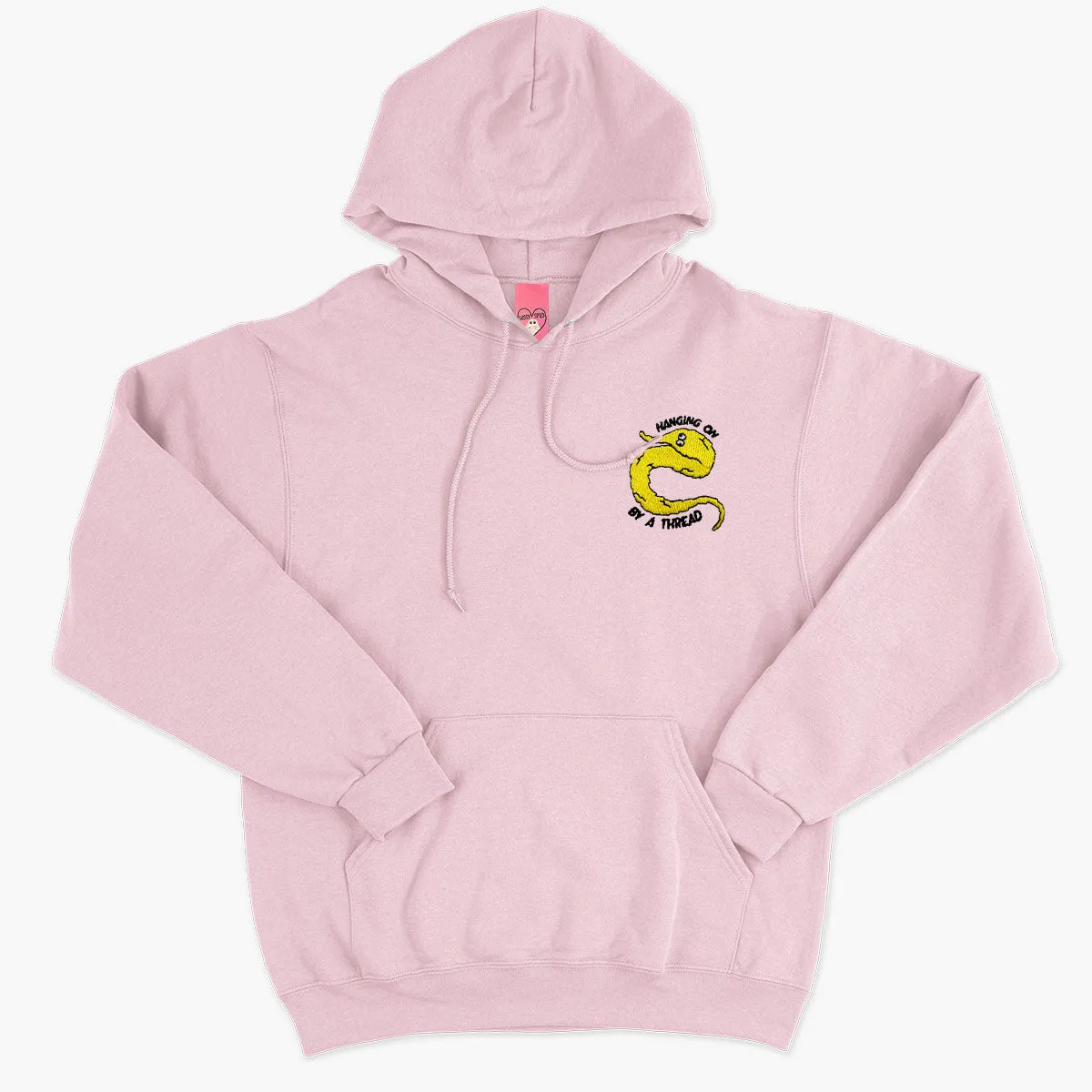 Yellow Worm On A String Embroidered Hoodie (Unisex)